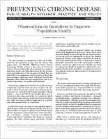 Observations on Incentives to Improve Population Health