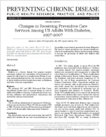 Changes in Receiving Preventive Care Services Among US Adults With Diabetes 19972007