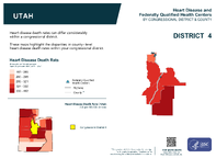 UT Congressional District 04 Heart Disease and Federally Qualified Health Centers Map 118th Congress