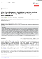 What Control Measures Should I Use Applying the Total Worker Health Hierarchy of Controls to Manage Workplace Fatigue