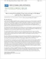 Restricting Unhealthful Food Advertising to Children and the First Amendment