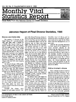 Advance report of final divorce statistics 1986