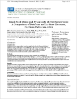 Small Food Stores and Availability of Nutritious Foods A Comparison of Database and InStore Measures Northern California 2009