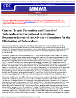 Prevention and control of tuberculosis in correctional institutions  recommendations of the Advisory Committee for the Elimination of Tuberculosis