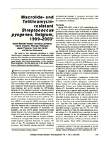 Macrolide and Telithromycinresistant Streptococcus pyogenes Belgium 199920031
