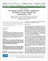 Evaluating Diabetes Mobile Applications for Health Literate Designs and Functionality 2014