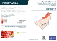 PA Congressional District 07 Heart Disease and Federally Qualified Health Centers Map 119th Congress
