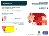 MT Congressional District 02 Heart Disease and Federally Qualified Health Centers Map 118th Congress