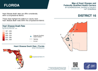 FL Congressional District 16 Heart Disease and Federally Qualified Health Centers Map 119th Congress