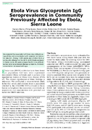 Ebola Virus Glycoprotein IgG Seroprevalence in Community Previously Affected by Ebola Sierra Leone
