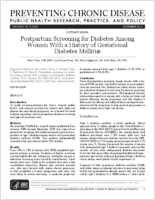 Postpartum Screening for Diabetes Among Women With a History of Gestational Diabetes Mellitus
