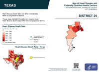 TX Congressional District 25 Heart Disease and Federally Qualified Health Centers Map 119th Congress
