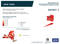 NY Congressional District 05 Heart Disease and Federally Qualified Health Centers Map 118th Congress