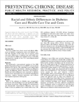 Racial and Ethnic Differences in Diabetes Care and Health Care Use and Costs