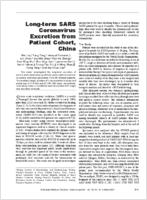 Longterm SARS Coronavirus Excretion from Patient Cohort China