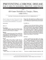 AllCause Mortality in Tianjin China 19992004