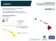 HI Congressional District 02 Heart Disease and Federally Qualified Health Centers Map 118th Congress