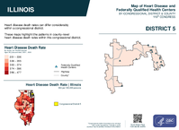IL Congressional District 05 Heart Disease and Federally Qualified Health Centers Map 119th Congress