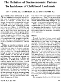 The relation of socioeconomic factors to incidence of childhood leukemia