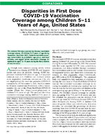 Disparities in First Dose COVID19 Vaccination Coverage among Children 511 Years of Age United States