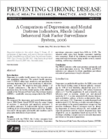 A Comparison of Depression and Mental Distress Indicators Rhode Island Behavioral Risk Factor Surveillance System 2006