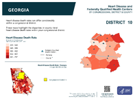 GA Congressional District 10 Heart Disease and Federally Qualified Health Centers Map 118th Congress