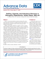 Staffing Capacity and Ambulance Diversion in Emergency Departments United States 200304