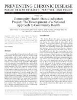 Community Health Status Indicators Project The Development of a National Approach to Community Health