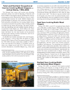 Fatal and Nonfatal Occupational Injuries Involving Wood Chippers  United States 19922002