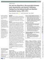 Sex and Race Disparities in the Association Between Work Characteristics and Vitamin D Deficiency Findings from the National Health and Nutrition Examination Survey 20052010