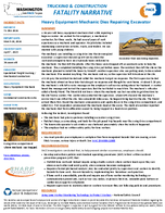 Trucking  Construction Fatality Narrative Heavy Equipment Mechanic Dies Repairing Excavator