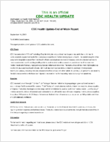 CDC Health UpdateEnd of Week Report Friday September 14 2001 2120 EDT 920 PM EDT