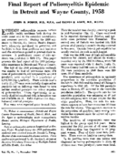 Final report of poliomyelitis epidemic in Detroit and Wayne County 1958
