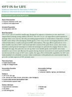 OptIn for Life EvidenceInformed for Retention in HIV Care EvidenceInformed Structural Intervention