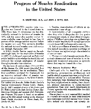 Progress of measles eradication in the United States