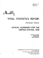 Births Deaths Marriages and Divorces Annual Summary for the United States 1978