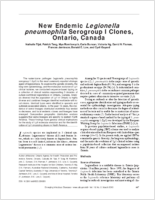 New Endemic Legionella pneumophila Serogroup I Clones Ontario Canada