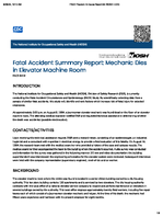 Fatal Accident Summary Report Mechanic Dies in Elevator Machine Room FACE 8419