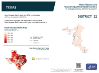 TX Congressional District 32 Heart Disease and Federally Qualified Health Centers Map 118th Congress