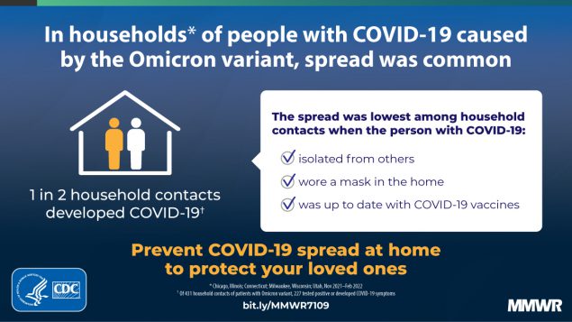 In households of people with COVID-19 casued by the Omicron Variants, spread was common