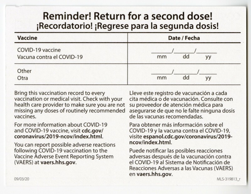 COVID-19 Vaccination Record Card