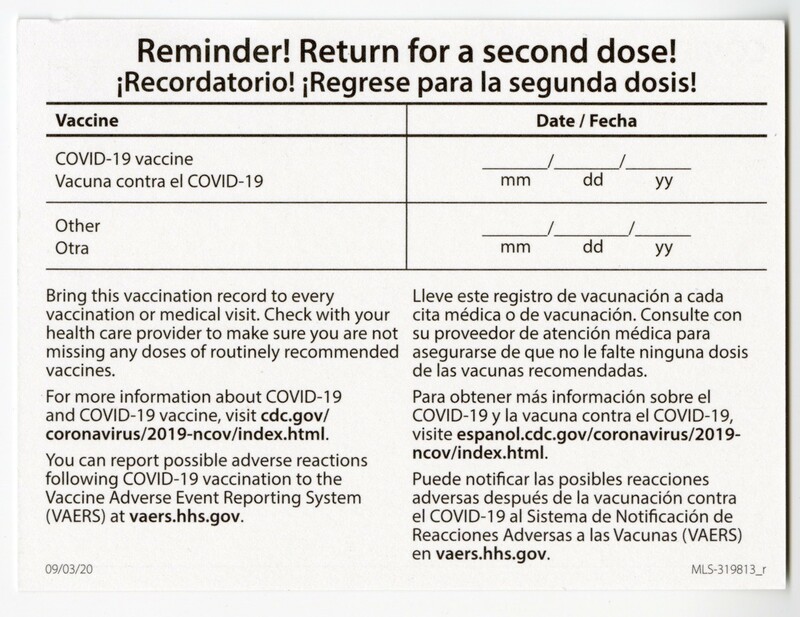 COVID19 Vaccination Record Card