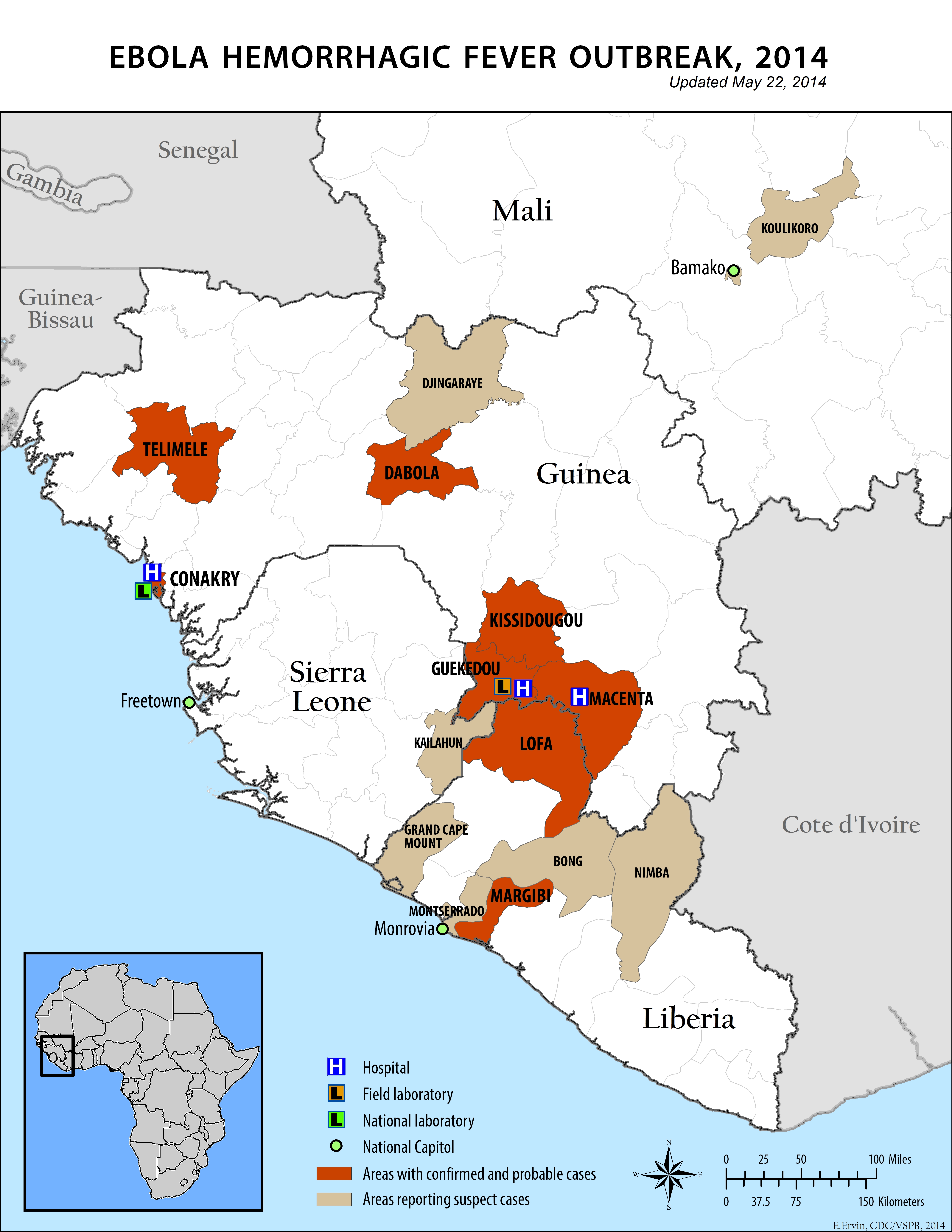 Ebola hemorrhagic fever outbreak, 2014 : updated May 22, 2014