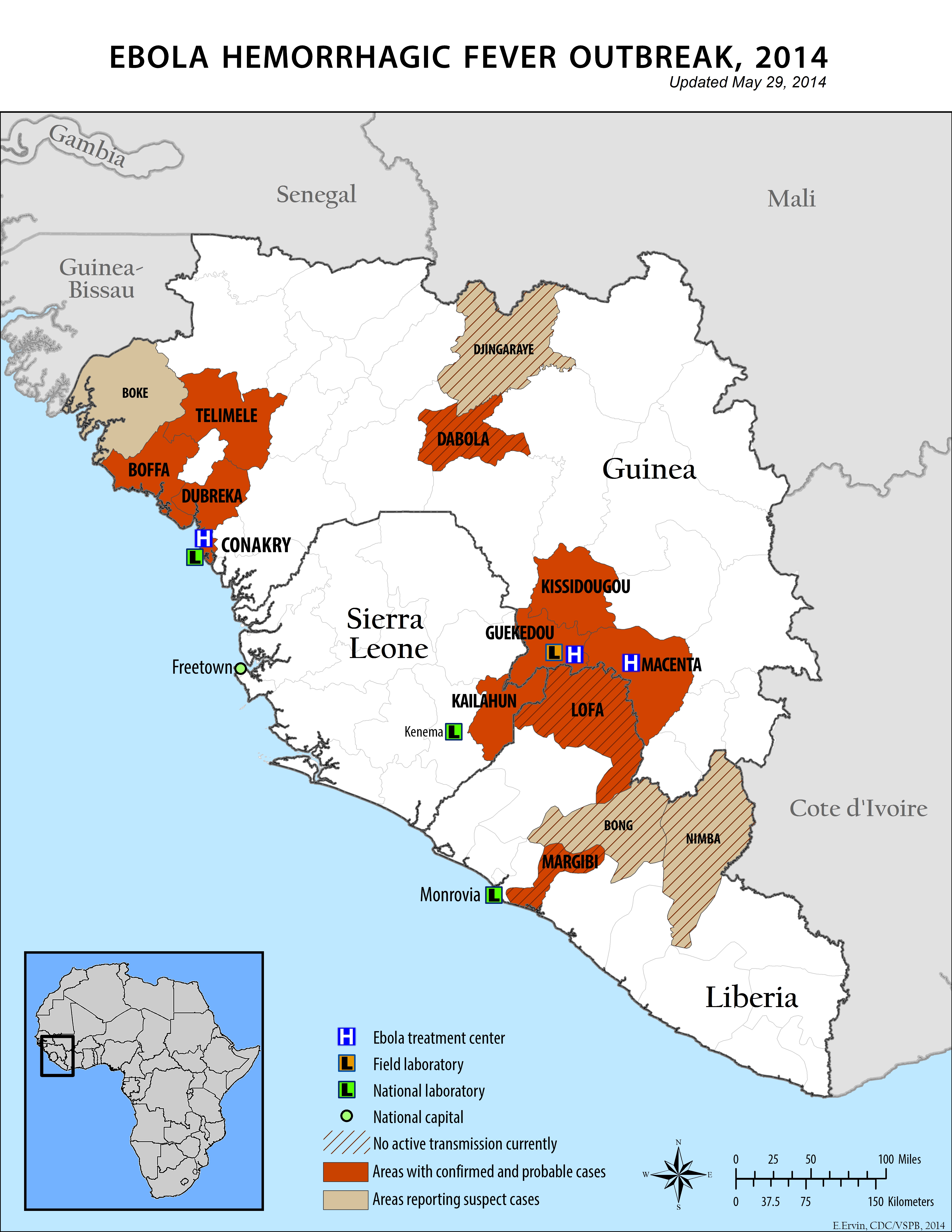 Ebola hemorrhagic fever outbreak, 2014 : updated May 29, 2014