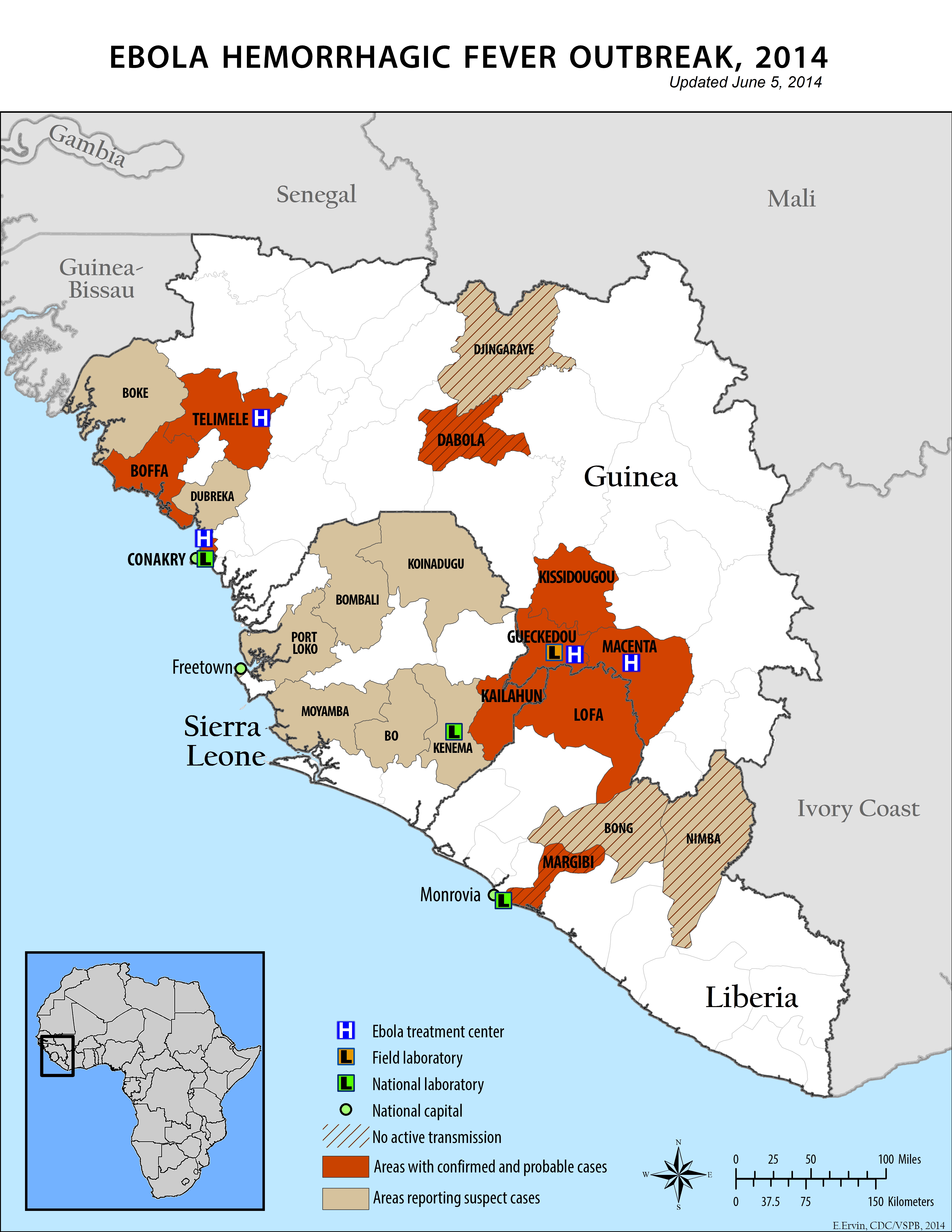 Ebola hemorrhagic fever outbreak, 2014 : June 5, 2014