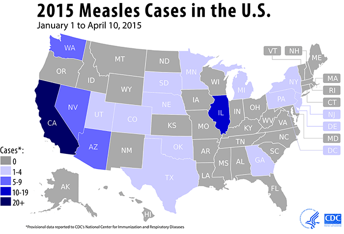 Measles cases and outbreaks : January 1 to April 10, 2015