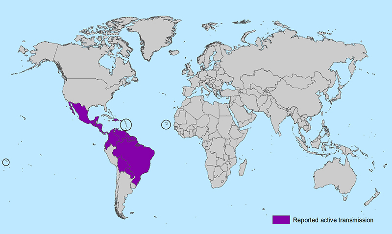 Areas with Zika