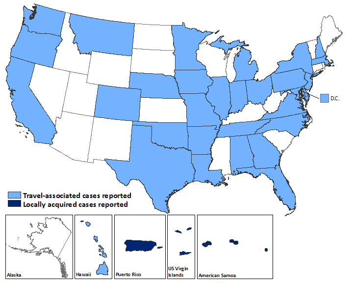 Zika virus disease in the United States, 2015–2016 (as of March 9, 2016)