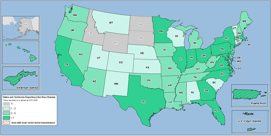 Zika virus disease in the United States, 2015–2016 [as of June 08, 2016]
