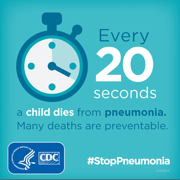 Every 20 seconds a child dies from pneumonia. Many deaths are preventable.